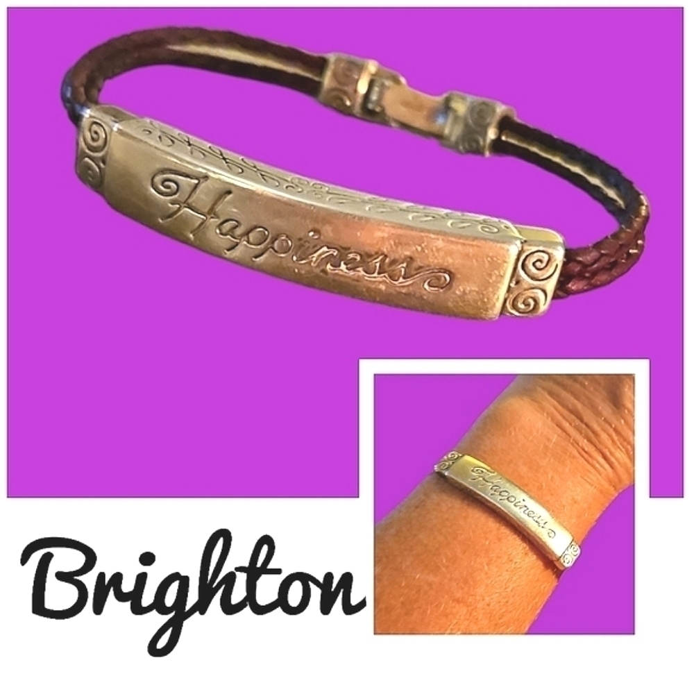 VTG BRIGHTON Braided Leather Happiness Bracelet